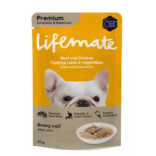 8859653203441 (โหล) 12x70ก. Lifemate เพาซ์สุนัข รสเนื้อวัวแกะผัก โหลLMเพาซ์หมา70gเนื้อวัวแกะผัก โหล 12x70 g. ไลฟ์เมต,เพาซ์หมา,เพาซ์,เพาช์,pounch,อาหารเปียก,ซอง,หมา,เพา,เพาช์หมา,เพาหมา,เพ้า,เพ้า,เกรวี่,gravy