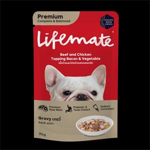 (โหล) 12x70ก. Lifemate เพาซ์สุนัข รส เนื้อวัวเบคอนผัก