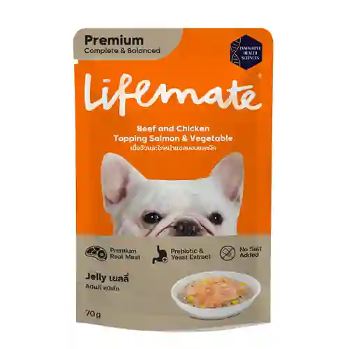 8859653203533 (โหล) 12x70ก. Lifemate เพาซ์สุนัข รสเนื้อวัวเซลมอนผักเยลลี่ โหลLMเพาซ์หมา70gเนื้อวัวเซลมอนผักเยลลี่ โหล 12x70 g. ไลฟ์เมต,เพาซ์หมา,เพาซ์,เพาช์,pounch,อาหารเปียก,ซอง,หมา,เพา,เพาช์หมา,เพาหมา,เพ้า,เพ้า,เกรวี่,gravy
