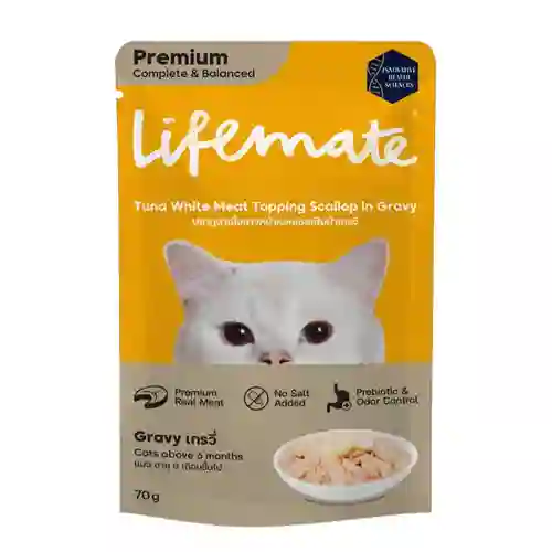 8859653203656 (โหล) 12x70ก. Lifemate เพาซ์แมว รสทูน่าขาวหอยเกรวี่ โหลLMเพาซ์แมว70g ทูน่าขาวหอยเกรวี่ โหล 12x70 g. เพาซ์แมว,เพาซ์,เพาช์,pounch,อาหารเปียก,ซอง,แมว,เพา,เพาช์แมว,เพาแมว,เพ้า,เพ้า,เนื้อขาว