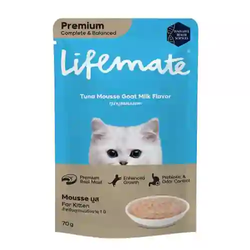 8859653203922 (โหล) 12x70ก. Lifemate เพาซ์แมว รสทูน่ามูสนมแพะ โหลLMเพาซ์ลูกแมว70g ทูน่ามูสนมแพะ โหล 12x70 g. เพาซ์แมว,เพาซ์,เพาช์,pounch,อาหารเปียก,ซอง,แมว,เพา,เพาช์แมว,เพาแมว,เพ้า,เพ้า,เนื้อขาว