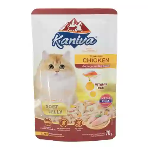 8859739201347 (โหล) 12x70ก. Kaniva เพาซ์แมว รสทูน่าไก่เยลลี่ โหลKanivaเพาซ์ 12x70g-ทูน่าไก่เยลลี่ โหล 12x70 g. 