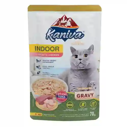 8859739210066 (โหล) 12x70ก. Kaniva เพาซ์แมว สูตรIndoor รสทูน่าไก่เกรวี่ โหลKanivaเพาซ์12x70g-indoorทูน่าไก่เกรวี่ โหล 12x70 g. 