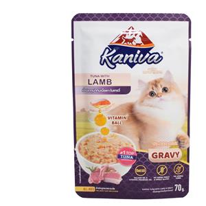 (โหล) 12x70ก. Kaniva เพาซ์แมว รสทูน่าแกะเกรวี่ Soft Jelly
